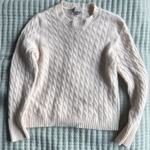 J. Crew Cable Knit Cream Cashmere Sweater